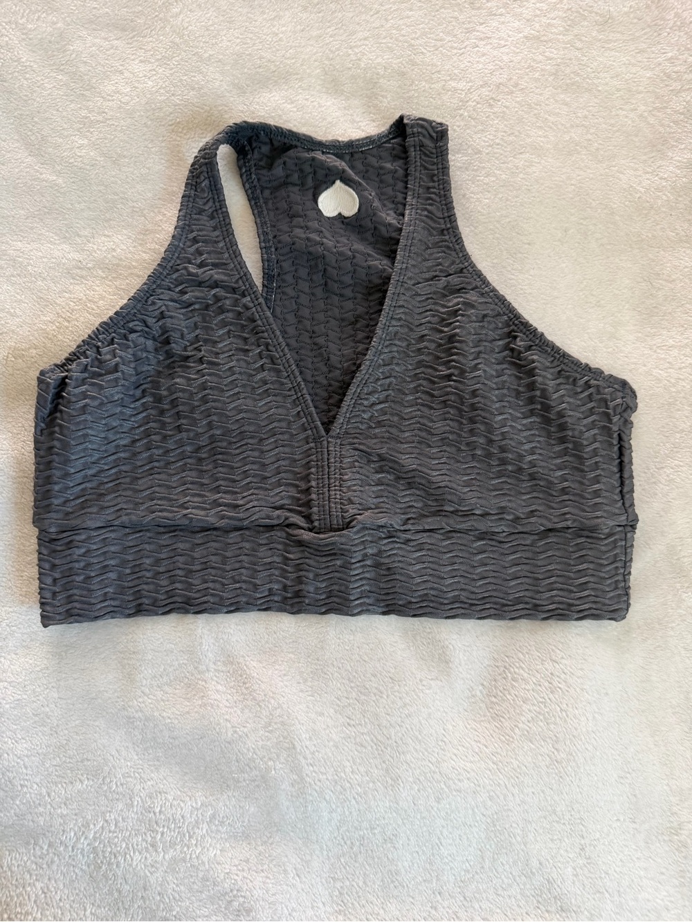 Booty by Brabants Textured Racerback Crop Top in Charcoal Gray
